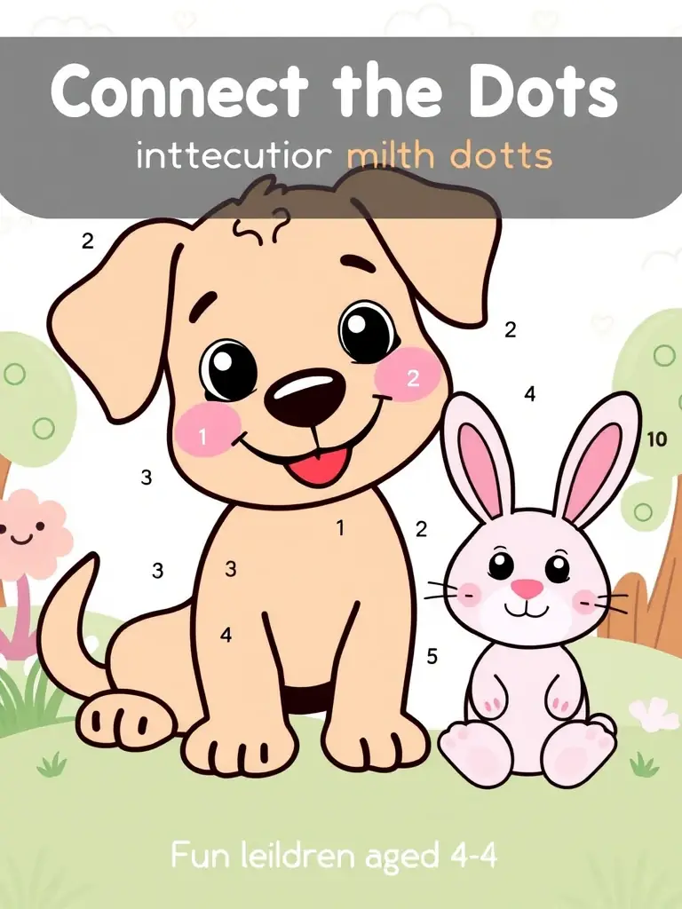 A brightly colored activity sheet featuring a connect-the-dots image of a DoudouRêve plush toy, designed to improve fine motor skills and number recognition for toddlers.